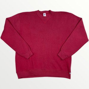 Vintage Russell Athletic Solid Pink Sweatshirt Crewneck Pullover USA Large